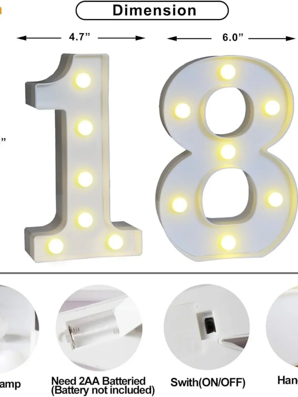 Number 18 Light Up Table Top Decor